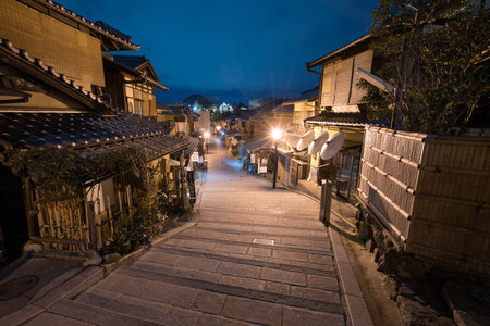 Ninensaka old street night time,Higashiyama,Kyoto,Japanのeditorial素材