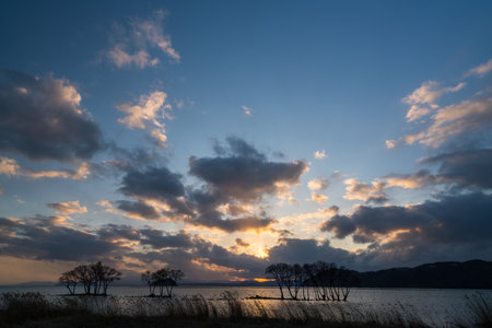 Kohoku area at Biwa lake,Nagahama city,Shiga,tourism of japanの写真素材