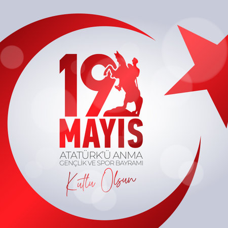 19 May Commemoration of Ataturk, Youth and Sports Day. May 19 Commemoration of Ataturk, Youth and Sports Day.のイラスト素材