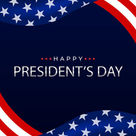 Happy Presidents Day in USA celebrate design with waving United States of America national flag. vector illustration.のイラスト素材