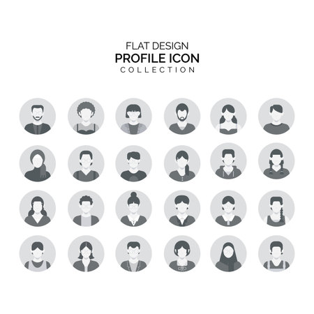 Flat design profile icon collection. Profile avatar design pack.のイラスト素材