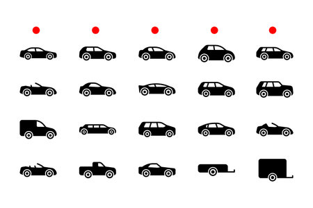 Car icon pack. All car types icon collection. vehicle icons.のイラスト素材