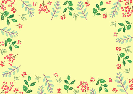Watercolor-painted plant frameの写真素材