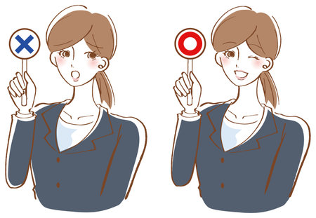 Female Incorrect answer Correct answer Set Illustration Womanのイラスト素材
