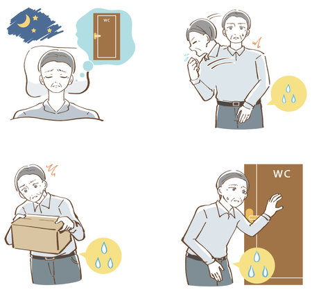 Illustration of a man who has leaked urineのイラスト素材