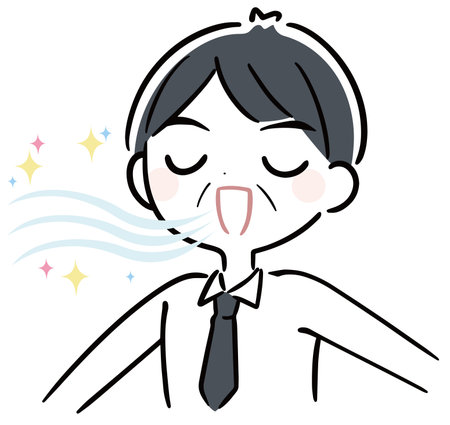 Bad breath care grandfather illustrationのイラスト素材