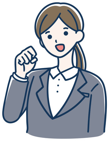 Office worker guts pose female illustrationのイラスト素材