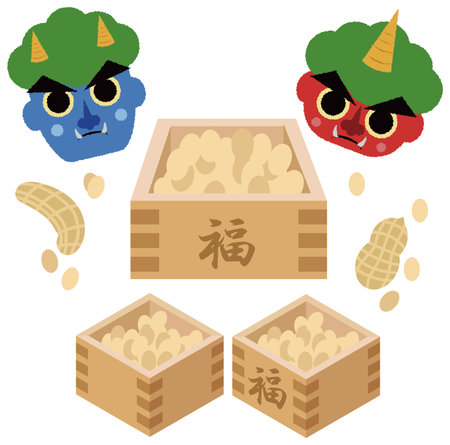 Setsubun illustration set/ In Japanese "SetsubunFortune "のイラスト素材