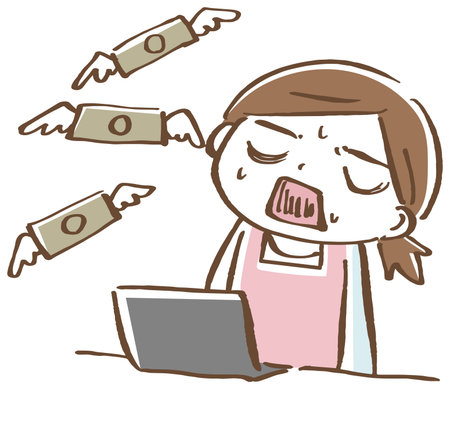 A woman who fails to earn pocket moneyのイラスト素材