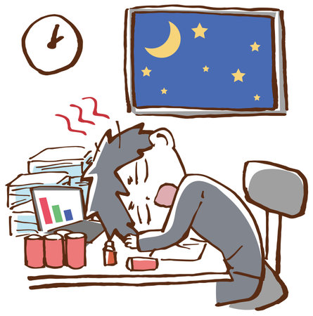 Men working Overtimeのイラスト素材