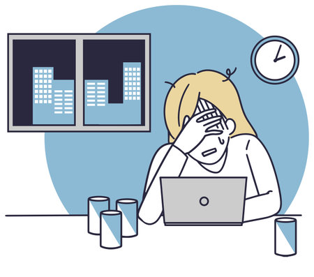 A simple illustration of a woman working for a black companyのイラスト素材