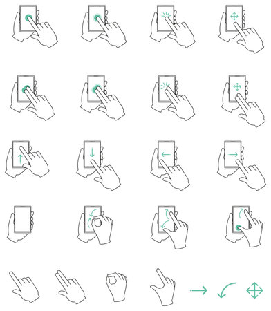 Smartphone operation hand icon material setのイラスト素材