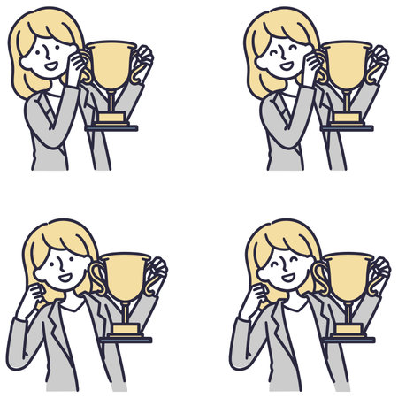 Successful victory female simple illustrationのイラスト素材