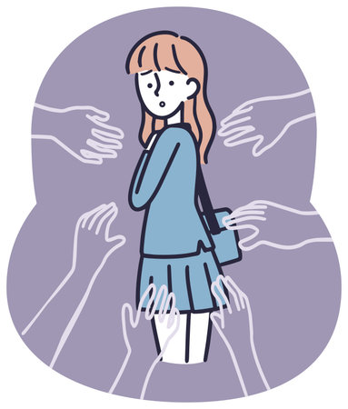 High School Girl Stalker Simple Illustrationのイラスト素材