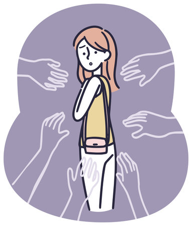 Woman Stalker Simple Illustrationのイラスト素材