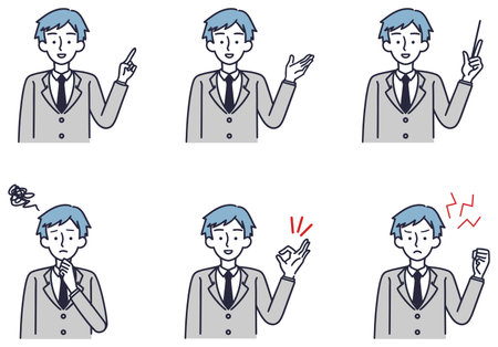 Business Men Simple Illustration Setのイラスト素材