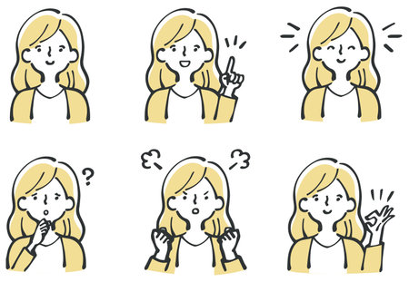Female expression Vector illus. setのイラスト素材