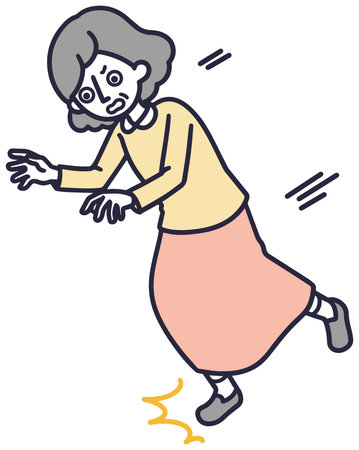 stumble fall woman simple illustrationのイラスト素材