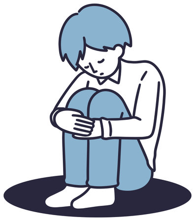 Lonely man simple vector illustrationのイラスト素材