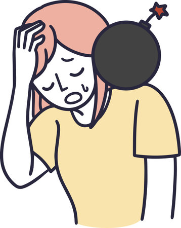 stiff shoulders, headache, painful woman Simple Illustrationのイラスト素材