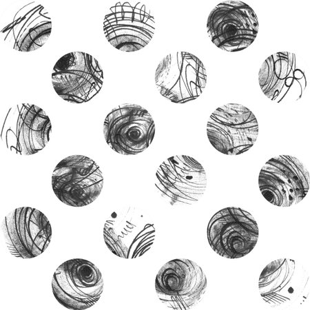 Black and white background, based on handdrawn ink circles, hand made in freehand style, laconic,...