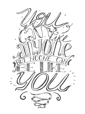 Motivating lettering vector illustration about self-confidence and your place in life. Black and white, hand drawn, perfect for t-shirt template or any print design. Letters italic, script, classic, stylishのイラスト素材