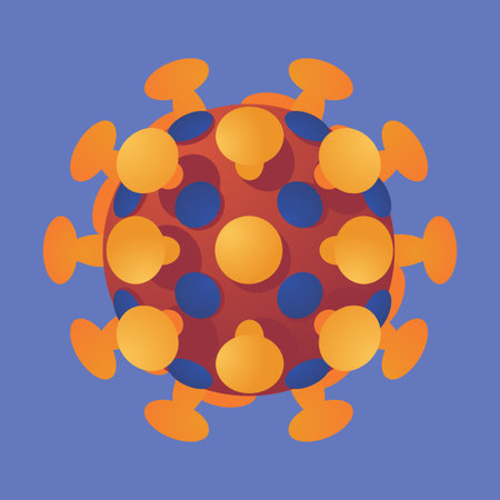 Coronavirus under the microscope. Covid-19 3d concept illustration isolated on blue background.のイラスト素材