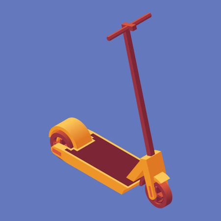 Isometric electric scooter for food delivery vehicle isolated on blue backgroundのイラスト素材