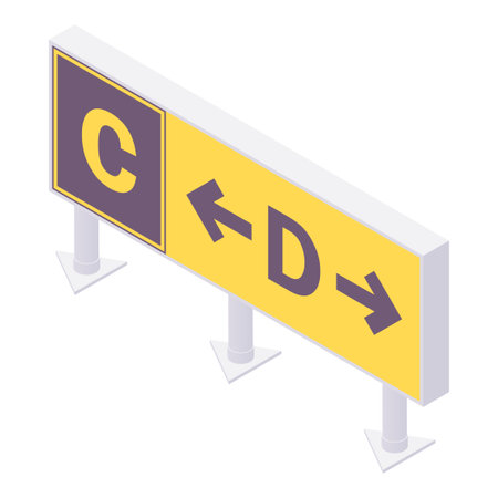 Airport taxiway sign isometric. 3d illustration isolated on white.のイラスト素材