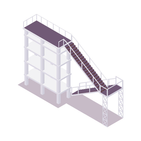 Isometric staircase with platforms isolated on white, good for aqua and water park.のイラスト素材