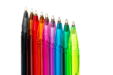 Rainbow of Pens Isolated on White Backgroundの写真素材