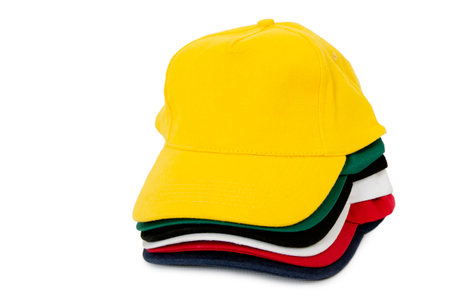 Stacked Caps Isolated on White Backgroundの写真素材