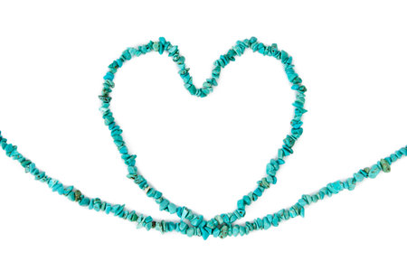 Turquoise Heart, Isolated on White Backgroundの写真素材