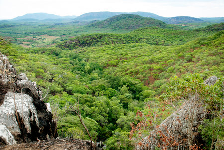Landscape of Valley and Mountains in Zambia, Africaの写真素材