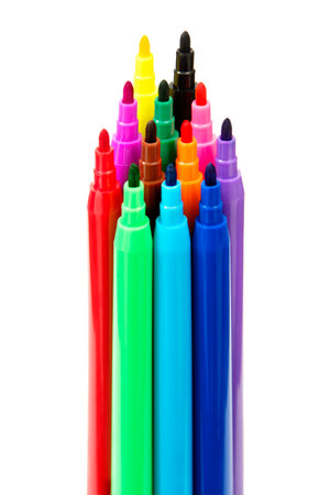 Colorful Felt Pens, Isolated on White Backgroundの写真素材