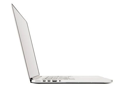 Side View of Laptop, Isolated on White Backgroundの写真素材