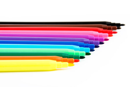 Colorful Felt Pens, Isolated on White Backgroundの写真素材