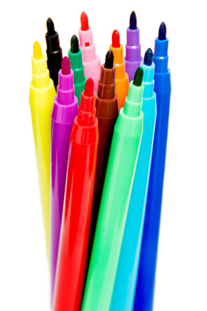 Colorful Felt Pens, Isolated on White Backgroundの写真素材