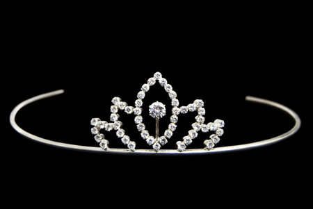 Beautiful Silver Tiara, Decorated with Diamonds, Isolated on Black Backgroundの写真素材