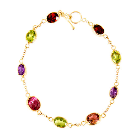 Multigem Bracelet Isolated on White Backgroundの写真素材