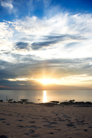 Sunrise over Lake Malawi, Chintheche, Malawi, Africaの写真素材