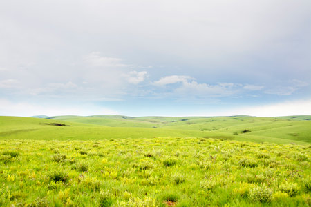 Beautiful Mountains of Nyika Plateau in Stormy Weather, Malawi, Africaの写真素材