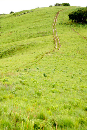 Dirt Track on Steep Hill, Traveling Off-Road, Africaの写真素材
