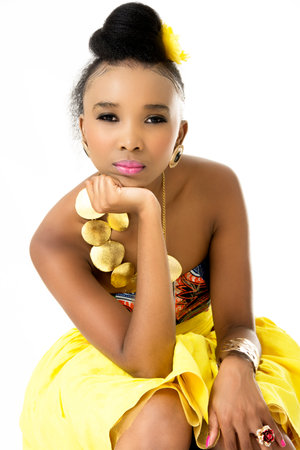 Closeup of Beautiful African Model, Studio Shotの写真素材