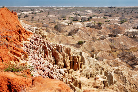 Multi-Colored Desert Landscape along the Coastline of Angola, Southern Africaの写真素材