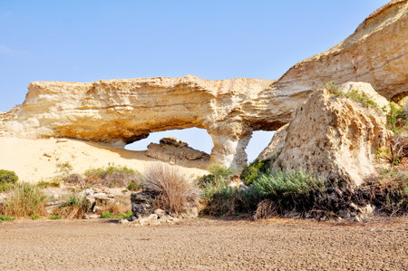 Beautiful Stoned Sand Formations at a Dry Lake Arco in Angola, Southern Africaの写真素材