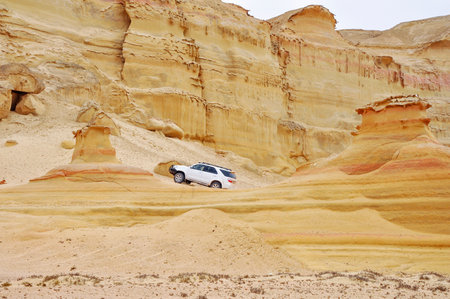 Adventurous Drive Among the Majestic Stoned Sand Formations in the Desert of Angola, Southern Africaの写真素材