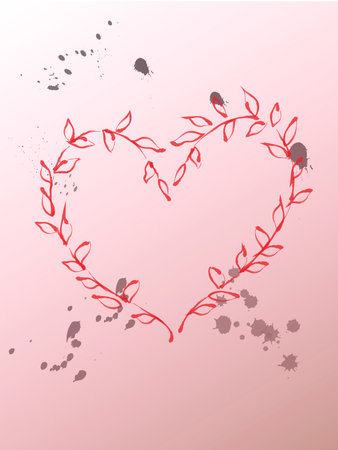 Beautiful floral heart with lettering. Valentine card. postcard with loveの写真素材