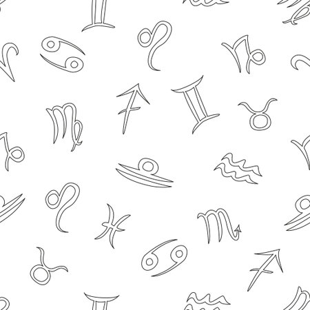 Seamless pattern. Signs of the zodiac. Astrology. vector seamless patternのイラスト素材