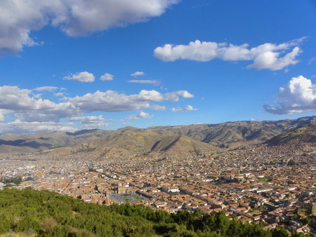 Cuzco - the ancient capital of Peru. Cuzco, located in the Sacred Valley of Urubamba River, was capital of Inca empire. The city's name translates from Quechua language as the navel of the earth.の写真素材